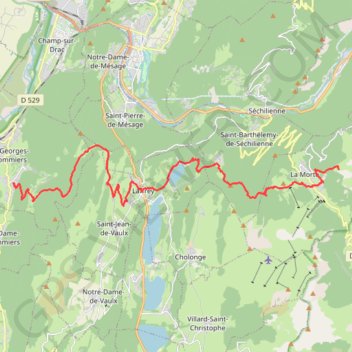 Itinéraire Saint Pierre de Commiers - Lac de Prévourey, distance, dénivelé, altitude, carte, profil, trace GPS