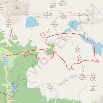 Itinéraire Tour du tuc de Conangles depuis l'espitau de Vielha, distance, dénivelé, altitude, carte, profil, trace GPS