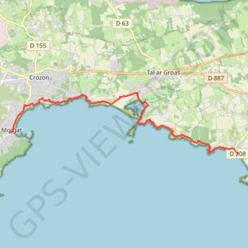 Itinéraire Crozon, de Morgat à Trez-Bellec, distance, dénivelé, altitude, carte, profil, trace GPS