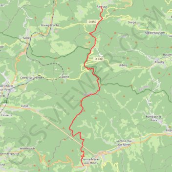 Itinéraire Traversée des Vosges - De Ranrupt à Sainte-Marie-aux-Mines, distance, dénivelé, altitude, carte, profil, trace GPS