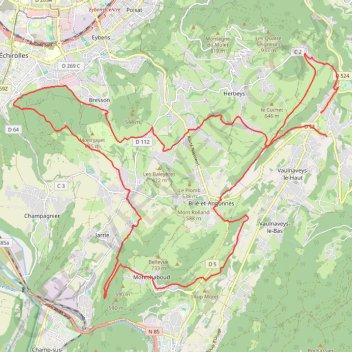 Itinéraire D'uriage à échirolle en passant par montchaboud, distance, dénivelé, altitude, carte, profil, trace GPS