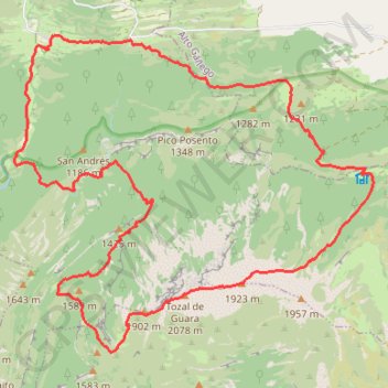 Itinéraire Tozal de guara en boucle depuis Nocito, distance, dénivelé, altitude, carte, profil, trace GPS