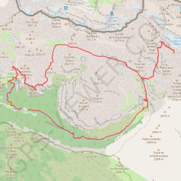 Itinéraire Mont Perdu par le canyon de Ordesa et la Faja de las Flores, distance, dénivelé, altitude, carte, profil, trace GPS
