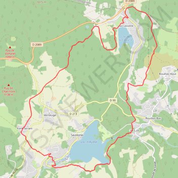 Itinéraire rando Le tour des lacs d Aydat et la Cassiere par les GRP, distance, dénivelé, altitude, carte, profil, trace GPS