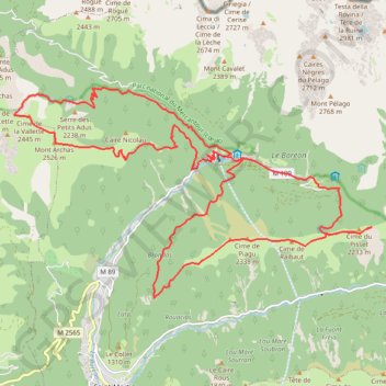 Itinéraire Mont Archas - Cime du Pisset et de Piagu, distance, dénivelé, altitude, carte, profil, trace GPS