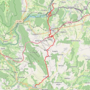 Itinéraire Sur les Pas des Huguenots - Frangy - Chancy, distance, dénivelé, altitude, carte, profil, trace GPS