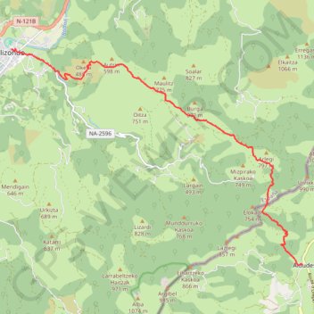 Itinéraire Traversée Aldudes - Elizondo par le col de Berdaritz, distance, dénivelé, altitude, carte, profil, trace GPS
