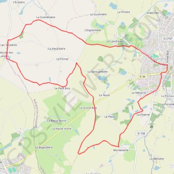 Itinéraire Sentiers autour d'Aubigny, distance, dénivelé, altitude, carte, profil, trace GPS