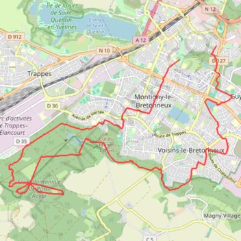 Itinéraire Balade à Saint-Quentin-en-Yvelines, distance, dénivelé, altitude, carte, profil, trace GPS