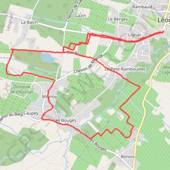 Itinéraire Leognan, distance, dénivelé, altitude, carte, profil, trace GPS