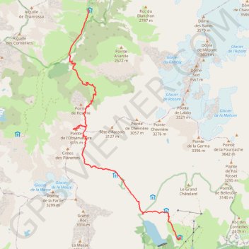 Itinéraire Le tour des glaciers de la Vanoise, distance, dénivelé, altitude, carte, profil, trace GPS