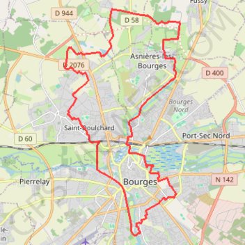 Itinéraire Tour de Bourges - Fontland - Bourges, distance, dénivelé, altitude, carte, profil, trace GPS