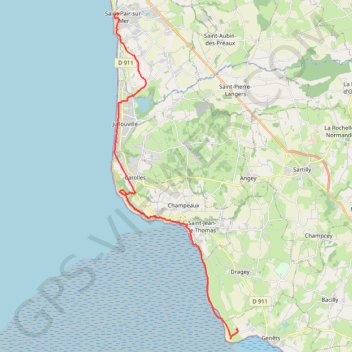 Itinéraire Circuit de la baie du MONT Saint MICHEL, distance, dénivelé, altitude, carte, profil, trace GPS