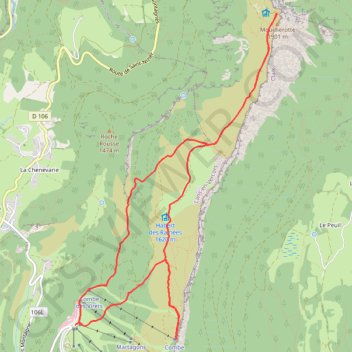 Itinéraire Le Moucherotte par le Vertige des Cimes et les Ramées, distance, dénivelé, altitude, carte, profil, trace GPS