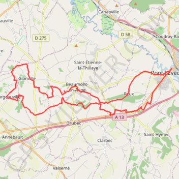 Itinéraire Rando Pont-l'Évêque, distance, dénivelé, altitude, carte, profil, trace GPS