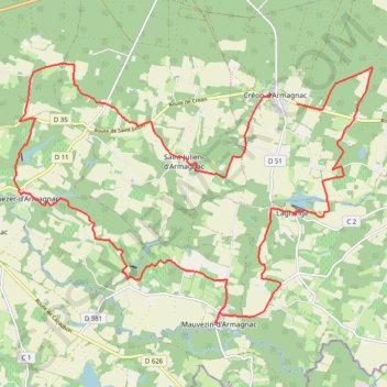 Itinéraire Autour de Créon-d'Armagnac, distance, dénivelé, altitude, carte, profil, trace GPS