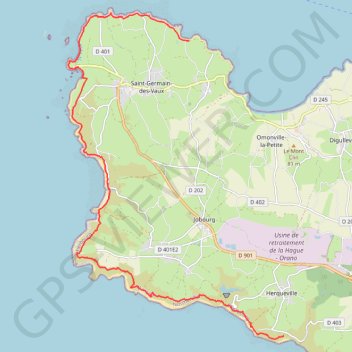 Itinéraire Cote Normande Hague J2 17km, distance, dénivelé, altitude, carte, profil, trace GPS