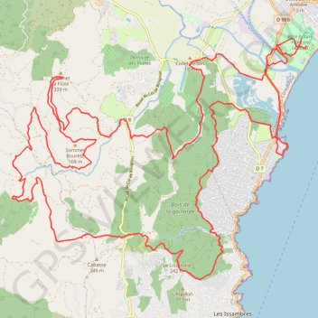 Itinéraire Roc d'Azur, distance, dénivelé, altitude, carte, profil, trace GPS