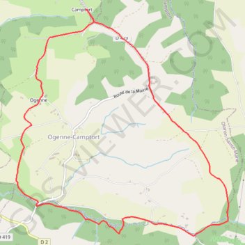 Itinéraire Boucle d'Ogenne-Camptort, distance, dénivelé, altitude, carte, profil, trace GPS