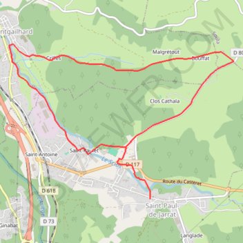 Itinéraire De Saint-Paul à Montgailhard, distance, dénivelé, altitude, carte, profil, trace GPS