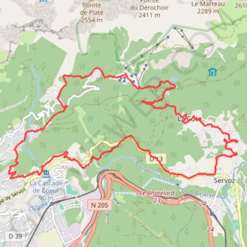 Itinéraire 2+Passy-Servoz, distance, dénivelé, altitude, carte, profil, trace GPS