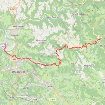 Itinéraire Conques - Livinhac-le-Haut, distance, dénivelé, altitude, carte, profil, trace GPS