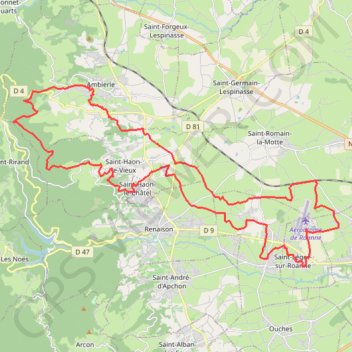 Itinéraire De l'Aéroport de Roanne à La Croix du Sud, distance, dénivelé, altitude, carte, profil, trace GPS