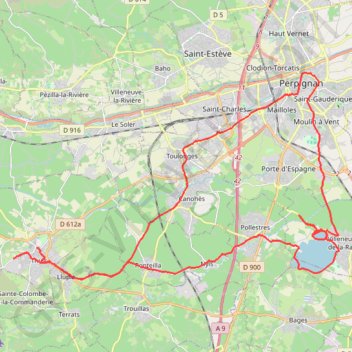 Itinéraire Cicuit thuir, distance, dénivelé, altitude, carte, profil, trace GPS