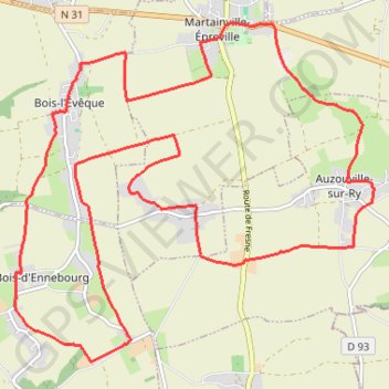 Itinéraire Rando plateau Rouen-Est, distance, dénivelé, altitude, carte, profil, trace GPS