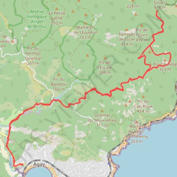 Itinéraire Agay, distance, dénivelé, altitude, carte, profil, trace GPS