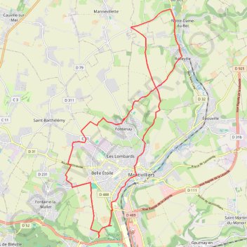 Itinéraire Rouelles - Notre-Dame-du-Bec, distance, dénivelé, altitude, carte, profil, trace GPS