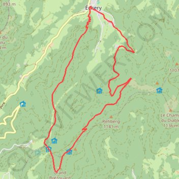 Itinéraire Échéry Grand Brézouard, distance, dénivelé, altitude, carte, profil, trace GPS