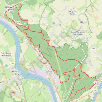 Itinéraire Rando Saint Wandrille Duclair, distance, dénivelé, altitude, carte, profil, trace GPS