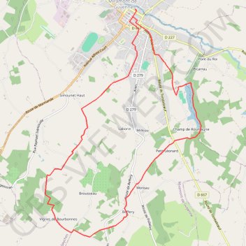 Itinéraire Miramont-de-Guyenne vers l'église de Beffery - Pays du Dropt, distance, dénivelé, altitude, carte, profil, trace GPS