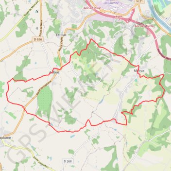 Itinéraire Rando autour de moirax, distance, dénivelé, altitude, carte, profil, trace GPS