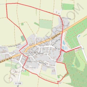 Itinéraire Petit tour de Ville-Saint-Jacques, distance, dénivelé, altitude, carte, profil, trace GPS