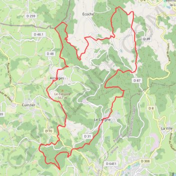 Itinéraire Randonnée en Pays de Belmont-de-la-Loire - Arcinges, distance, dénivelé, altitude, carte, profil, trace GPS