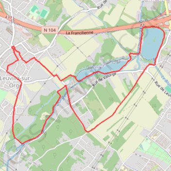 Itinéraire Entre Leuville-sur-Orge et Brétigny-sur-Orge, distance, dénivelé, altitude, carte, profil, trace GPS