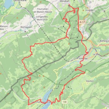 Itinéraire Mont d'Or - Dent de Vaulion, distance, dénivelé, altitude, carte, profil, trace GPS