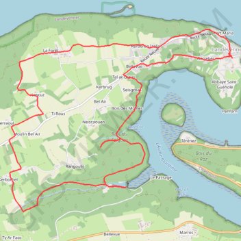 Itinéraire Landévénnec, distance, dénivelé, altitude, carte, profil, trace GPS