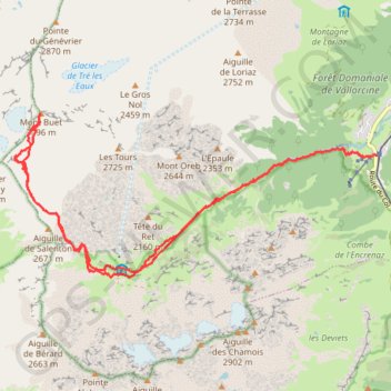 Itinéraire mont buet, distance, dénivelé, altitude, carte, profil, trace GPS