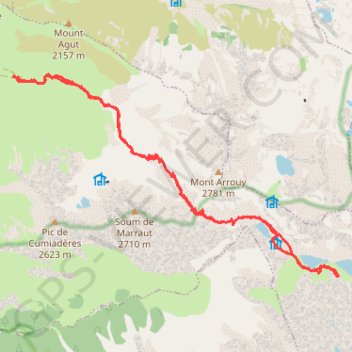 Itinéraire Bugarret, coueyla dét Mey, distance, dénivelé, altitude, carte, profil, trace GPS