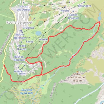 Itinéraire Lac Achard via plateau de l'Arselle, distance, dénivelé, altitude, carte, profil, trace GPS