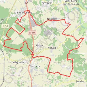 Itinéraire Maine de Boixe 38 kms, distance, dénivelé, altitude, carte, profil, trace GPS