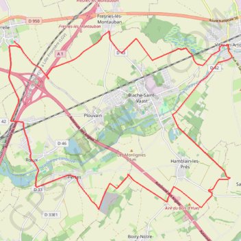 Itinéraire Autour de Gavrelle, distance, dénivelé, altitude, carte, profil, trace GPS