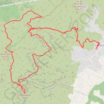 Itinéraire Lascours Garlaban (Geonaute), distance, dénivelé, altitude, carte, profil, trace GPS