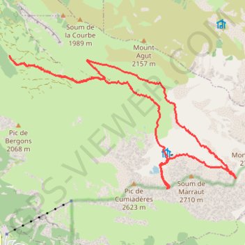 Itinéraire Col de Pierrefitte et col de Marraut en circuit depuis la piste d'Astes, distance, dénivelé, altitude, carte, profil, trace GPS