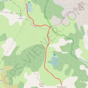 Itinéraire Rochegrand depuis le col d'Allos, distance, dénivelé, altitude, carte, profil, trace GPS