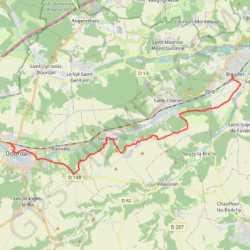 Itinéraire De Dourdan à Breuillet, distance, dénivelé, altitude, carte, profil, trace GPS