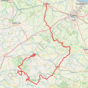 Itinéraire 1 - BAYEUX - VIRE+NORMANDIE, distance, dénivelé, altitude, carte, profil, trace GPS